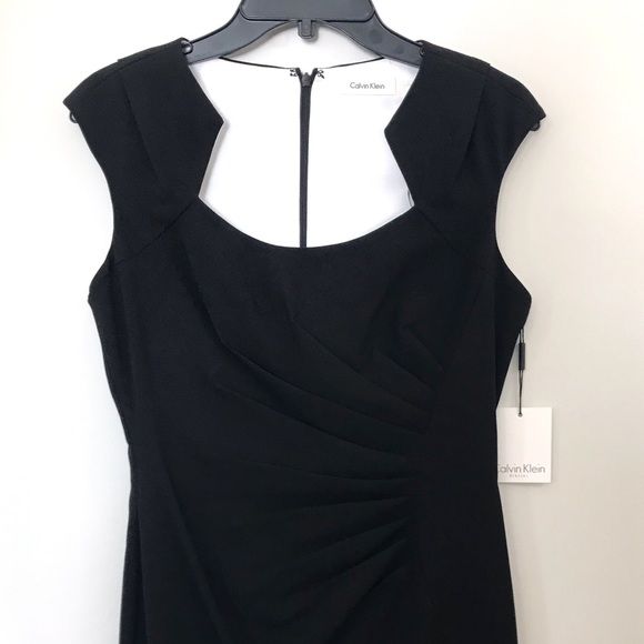 Calvin Klein Black Cap Sleeve Side Ruched Dress - Picture 3 of 8
